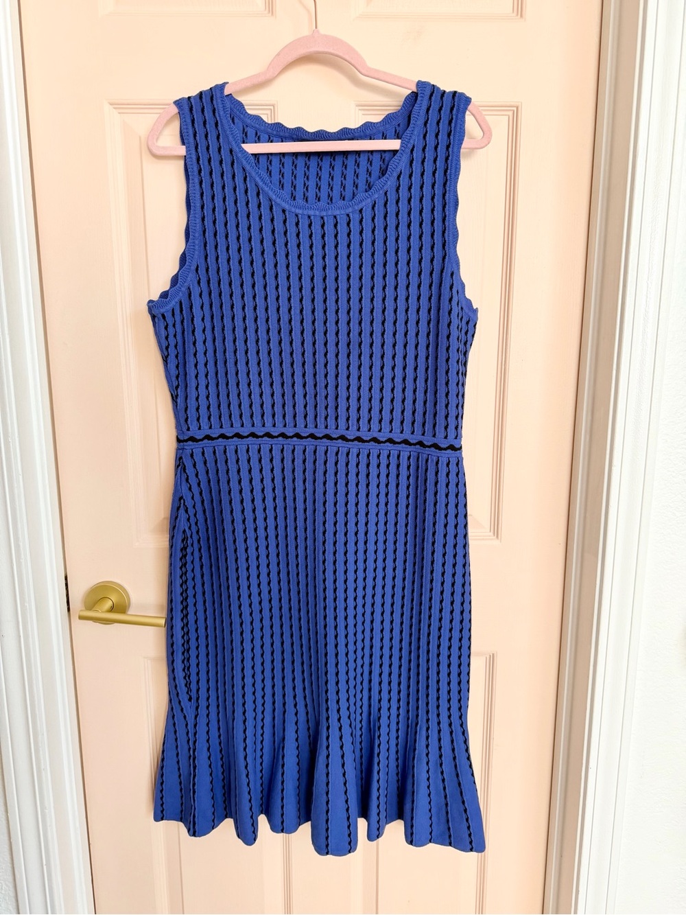 Blue sweater weight Nina Leonard dress